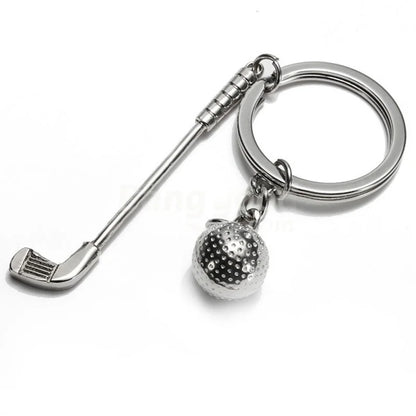 Silver Swing Golf Club Ball Key Ring